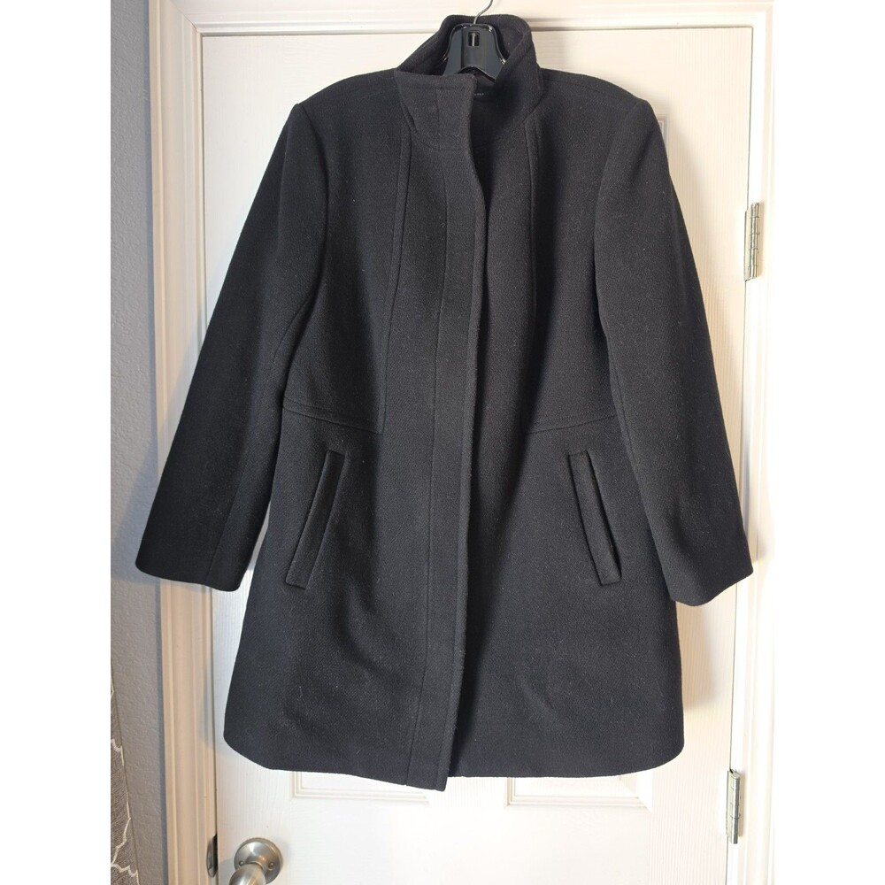 Talbots Italian Wool Structured Stadium Coat Black 14 Elegant Classic Timeless